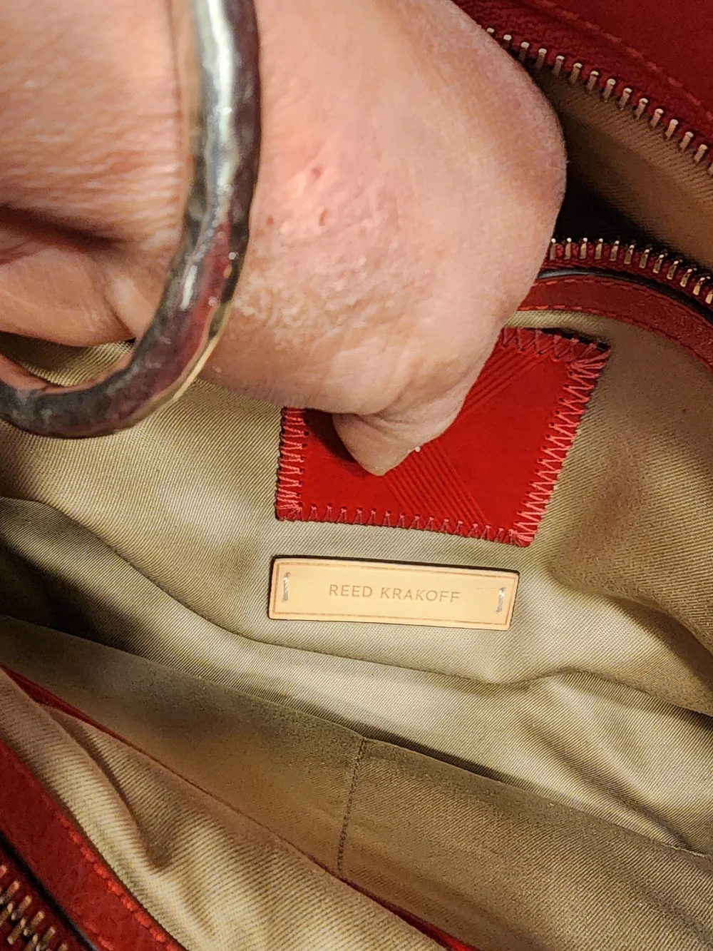 red leather Reed Krakoff Boxer tote bag distinctive front belt detail